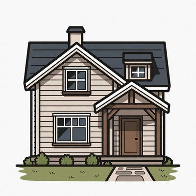 Cartoon House with Porch