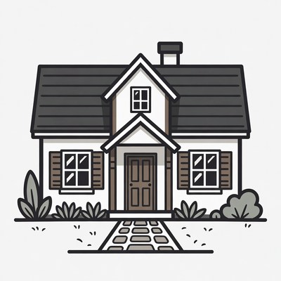 Illustrated White House with Shingles