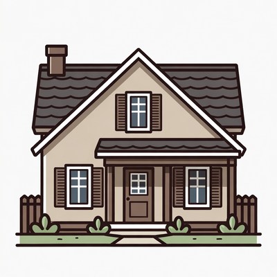 Cartoon House with Porch