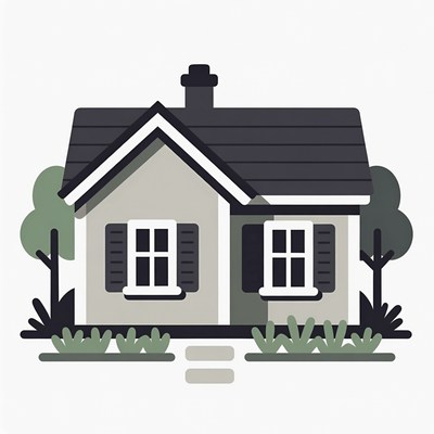 Cartoon House with Trees