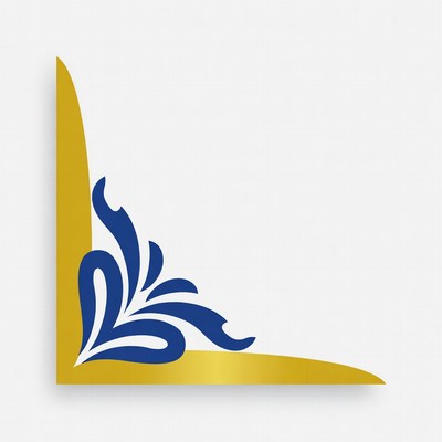 Blue and Gold Floral Corner Design