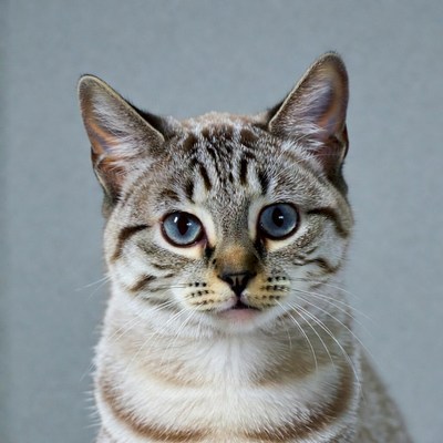 Closeup of blue-eyed tabby kitten