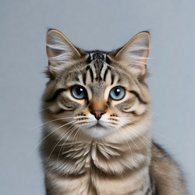 Tabby kitten with blue eyes