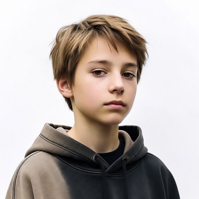 Teen boy in hoodie portrait