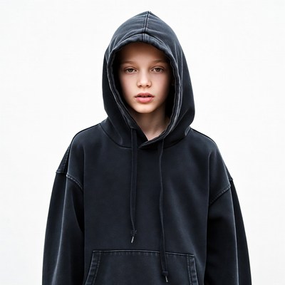 Teenager in black hoodie