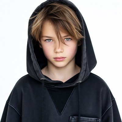 Boy in black hoodie