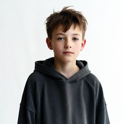 Boy in gray hoodie