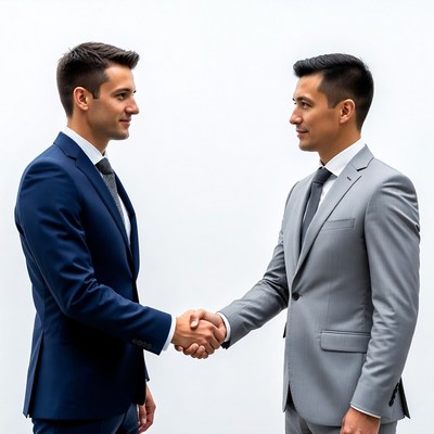 Two men shaking hands in suits