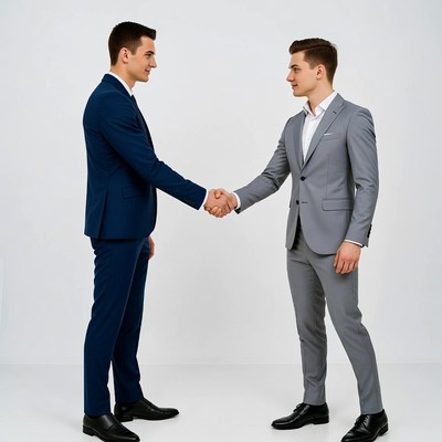 Two men shaking hands in suits