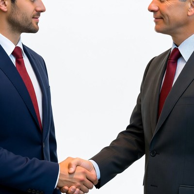 Two men shaking hands in suits