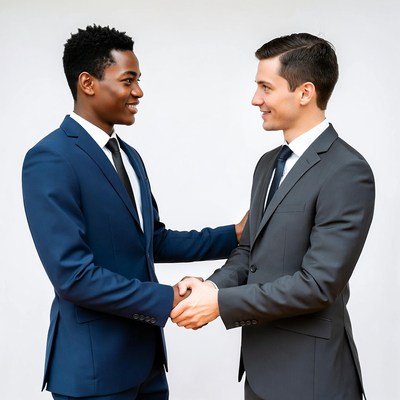 Two men shaking hands in suits