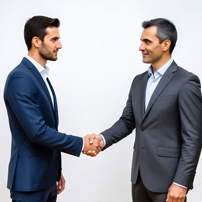 Two men shaking hands in suits
