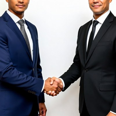 Two Black Men Handshaking in Suits