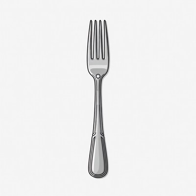 Silver Fork on White Background