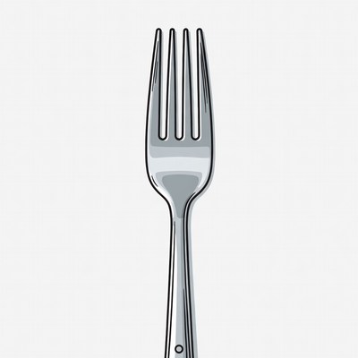 Silver Fork on White Background