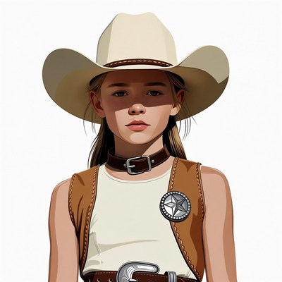 Girl in cowboy hat and vest