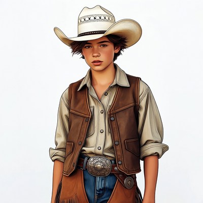 Boy in cowboy hat and vest