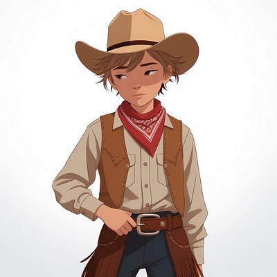 Anime boy in cowboy outfit