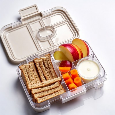 Open Bento Lunch Box with Sandwiches