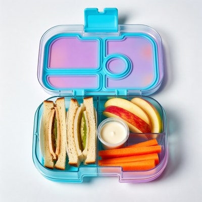 Open Bento Lunch Box with Sandwiches