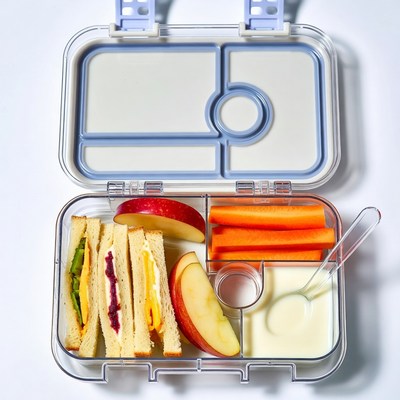 Open Bento Lunch Box with Sandwiches