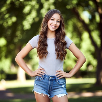 Teen girl smiling in park