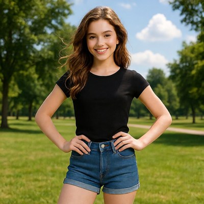 Teen girl smiling in park
