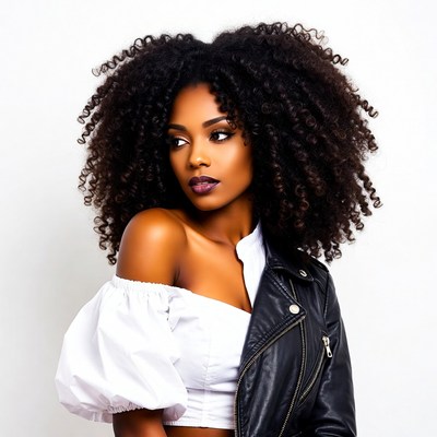 African-American woman with curly hair