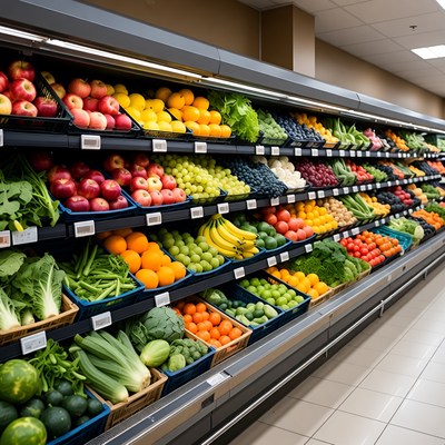 Grocery Store Fruit Vegetable Shelves