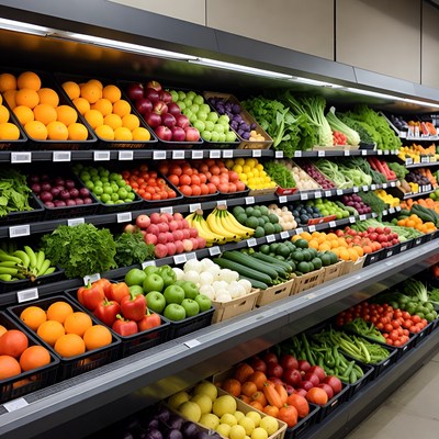 Grocery Store Vegetable Fruit Display
