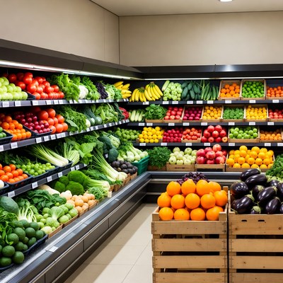 Grocery Store Vegetable Fruit Display
