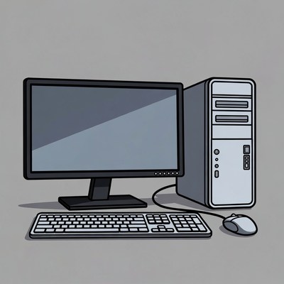 Desktop Computer with Monitor Keyboard Mouse