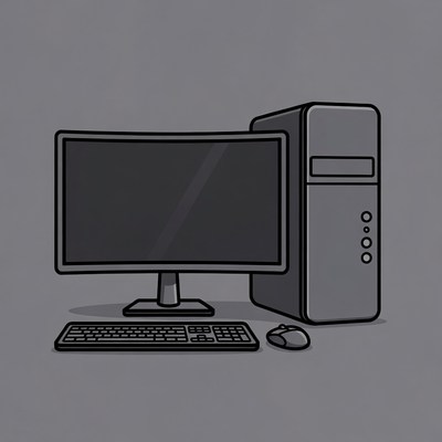 Desktop Computer with Monitor and Keyboard