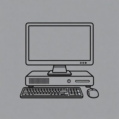 Desktop Computer Outline Illustration