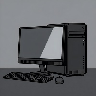 Desktop Computer with Monitor and Keyboard