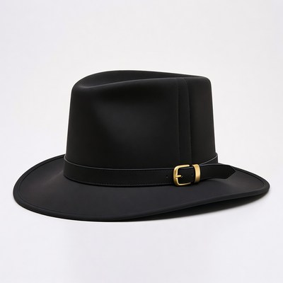 Black leather cowboy hat