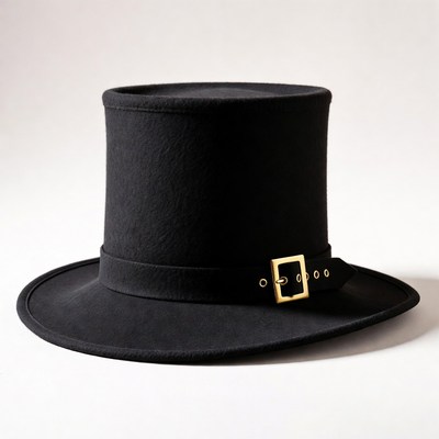 Black Top Hat with Gold Buckle