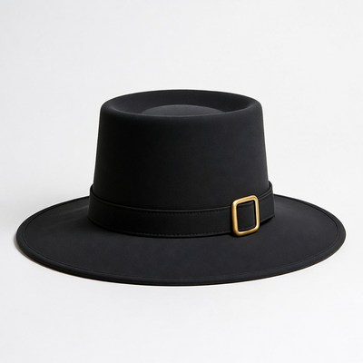 Black felt wide-brim hat