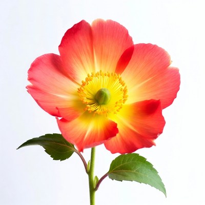 Red Anemone Flower with Yellow Center