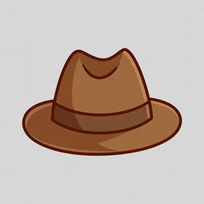 Brown fedora hat illustration