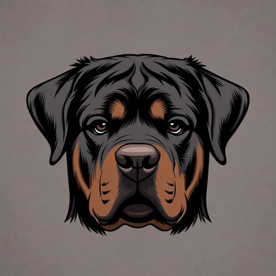 Rottweiler dog head illustration