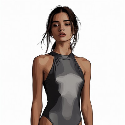 Asian woman in black bodysuit