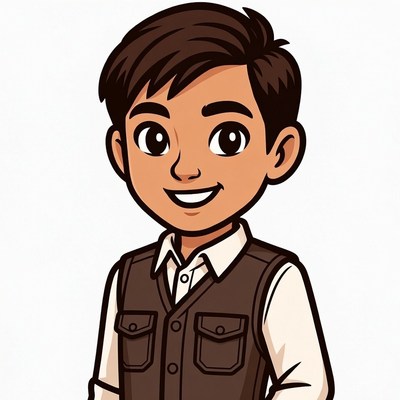 Smiling Asian boy in vest