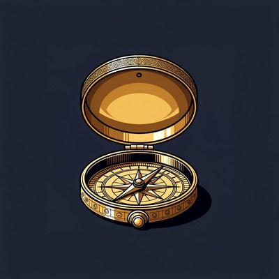 Open Golden Compass Illustration