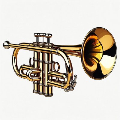 Shiny golden trumpet illustration