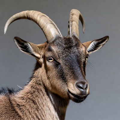 Ibex with large curved horns