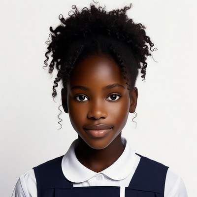 African-American girl in school uniform
