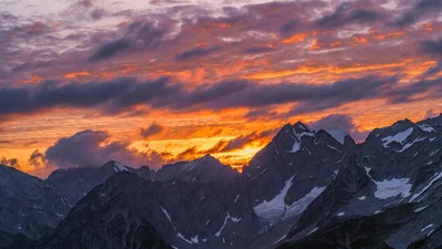 Snowy Mountains at Sunset