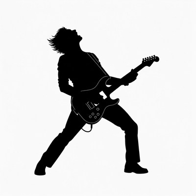 Silhouette of man playing electric guitar