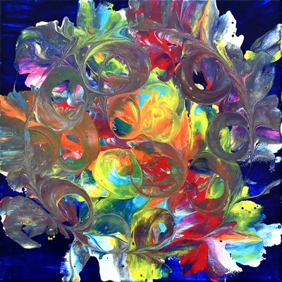 Abstract Colorful Swirling Leaves Painting